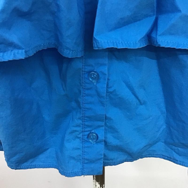 ザラ ZARA シャツ、ブラウス 長袖 長袖シャツ 無地シャツ ノーカラーシャツ フリルシャツ M 無地 青 / ブルー / レディース USED 古着 中古 10127403