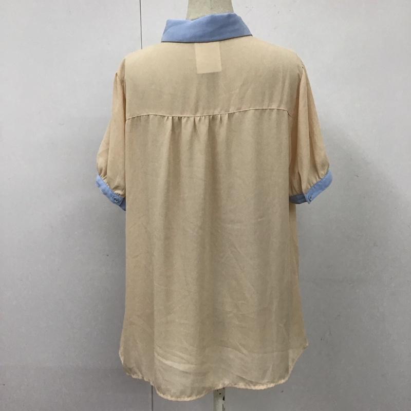 ページボーイ PAGEBOY シャツ、ブラウス 半袖 バイカラー FREE 無地 橙 / オレンジ / X 水色 / ライトブルー / レディース USED 古着 中古 10114062