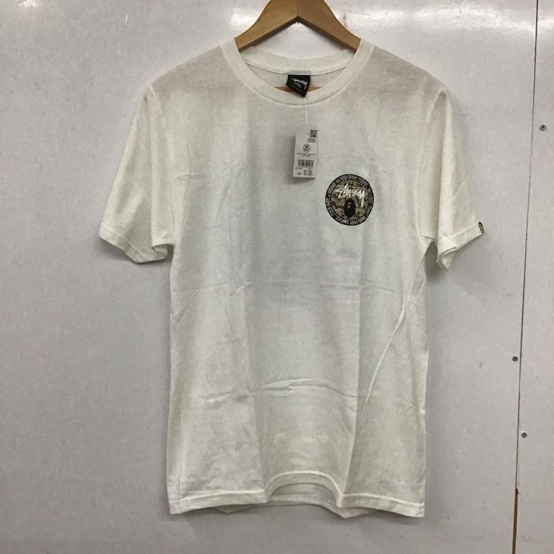 ステューシー STUSSY Tシャツ 半袖 半袖カットソー プリントTシャツ クルーネックカットソー a bathing ape S ロゴ、文字 白 / ホワイト / メンズ USED 古着 中古 10137811