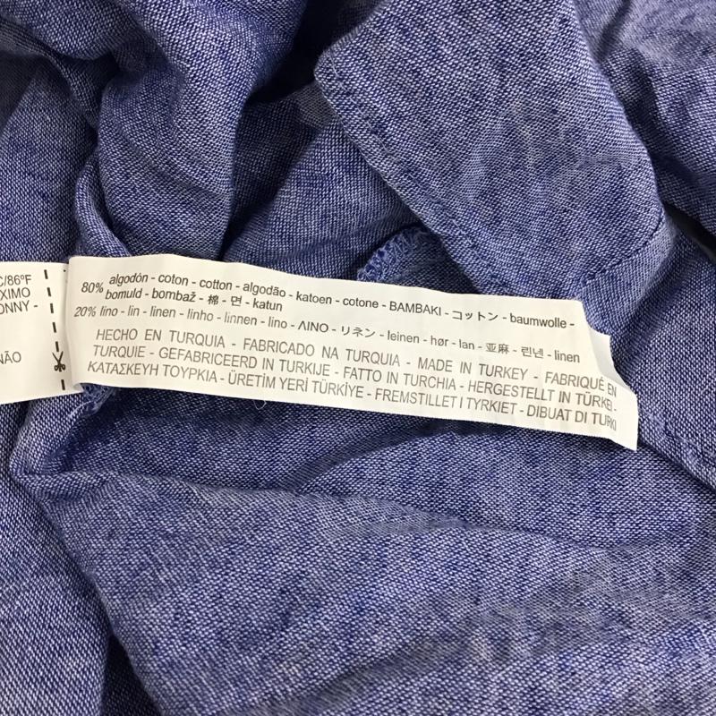 ザラベーシック ZARA BASIC カットソー 七分袖 3666 059 400 コットン リネン フレアスリーブ M 無地 青 / ブルー / レディース USED 古着 中古 10117705