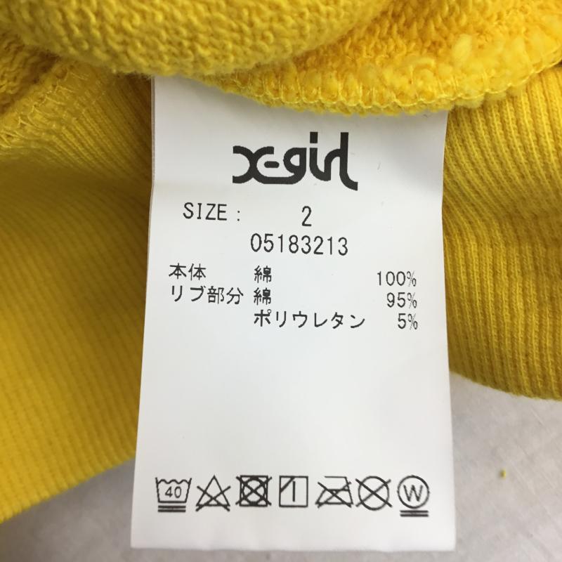 エックスガール X-girl パーカー 長袖 2 ロゴ、文字 黄 / イエロー / レディース USED 古着 中古 10139802