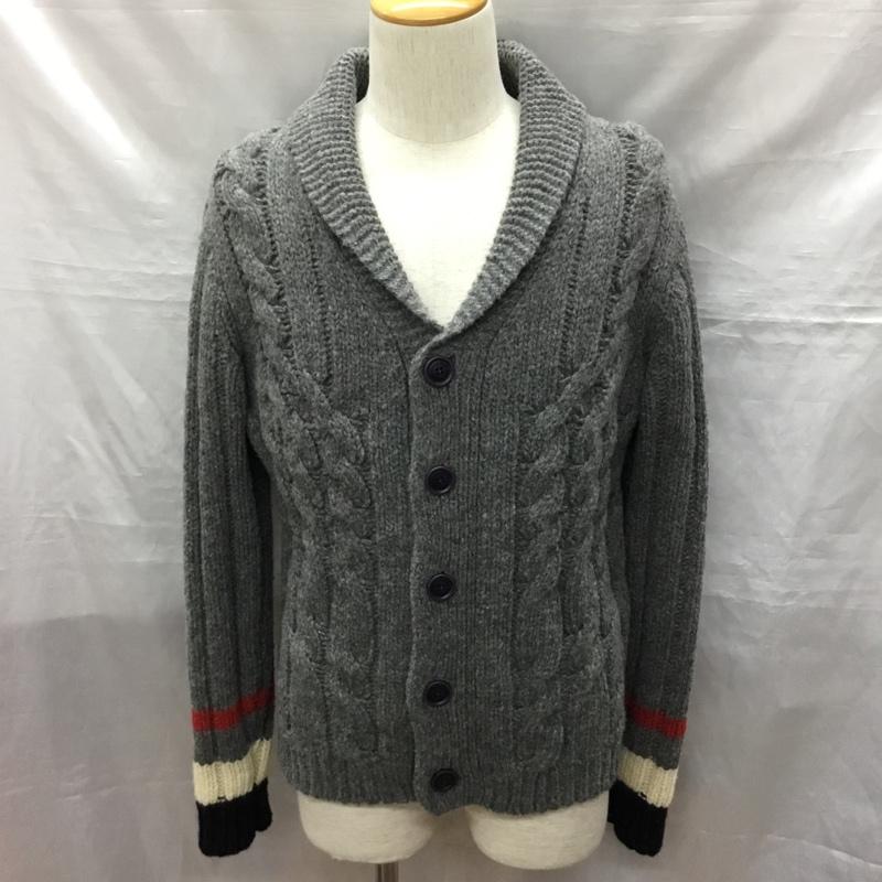 アルマーニジーンズ ARMANI JEANS カーディガン 長袖 長袖ニットカーディガン 前ボタン カラーニットカーディガン L 無地 灰 / グレー / メンズ USED 古着 中古 10121507