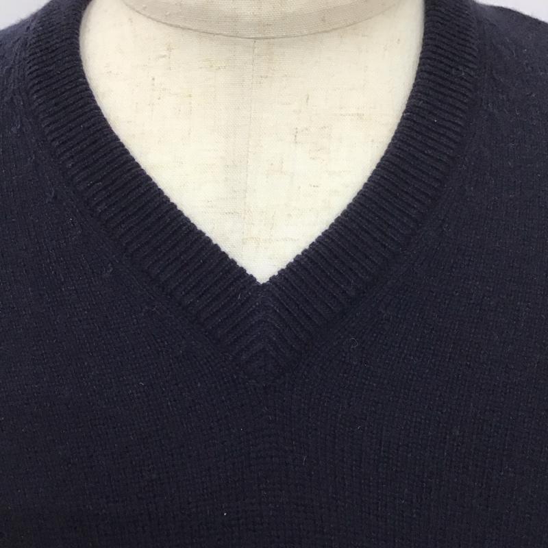 ブルックスブラザーズ BROOKS BROTHERS ニット、セーター 長袖 長袖ニット 長袖カットソー リブニット セーター Vネック M 無地 紺 / ネイビー / メンズ USED 古着 中古 10112105