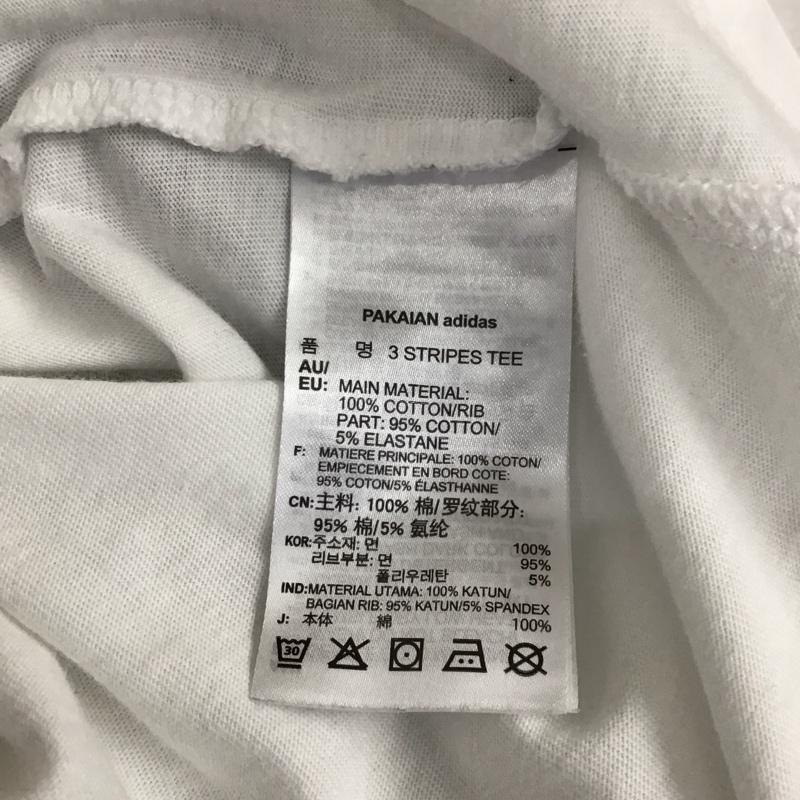 アディダス adidas Tシャツ 半袖 DH3188 3ストライプ ロゴ、文字 白 / ホワイト / X 黒 / ブラック / メンズ USED 古着 中古 10118124
