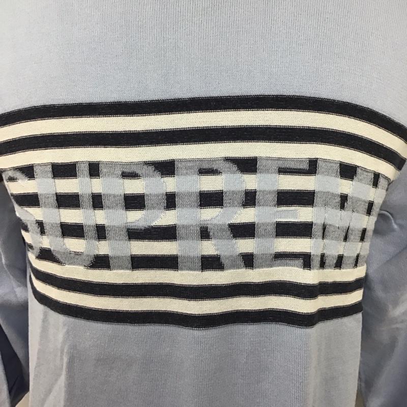 シュプリーム Supreme ニット、セーター 長袖 20SS ChestStripeSweater 長袖カットソー ニット S ロゴ、文字 水色 / ライトブルー / メンズ USED 古着 中古 10126240