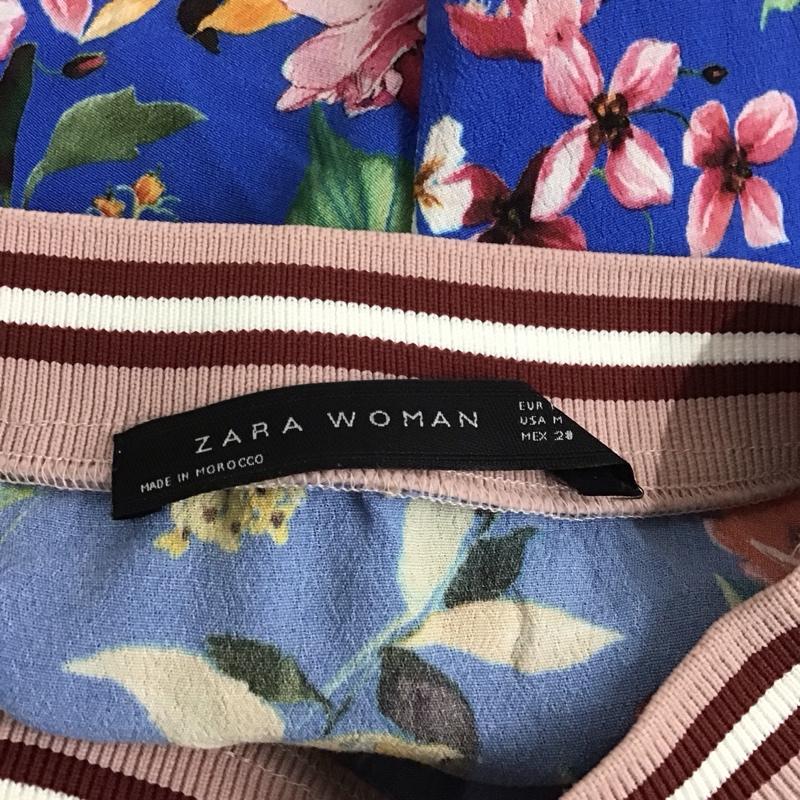ザラ ZARA カットソー 長袖 M チェック X 花柄 マルチカラー / マルチカラー / レディース USED 古着 中古 10124898