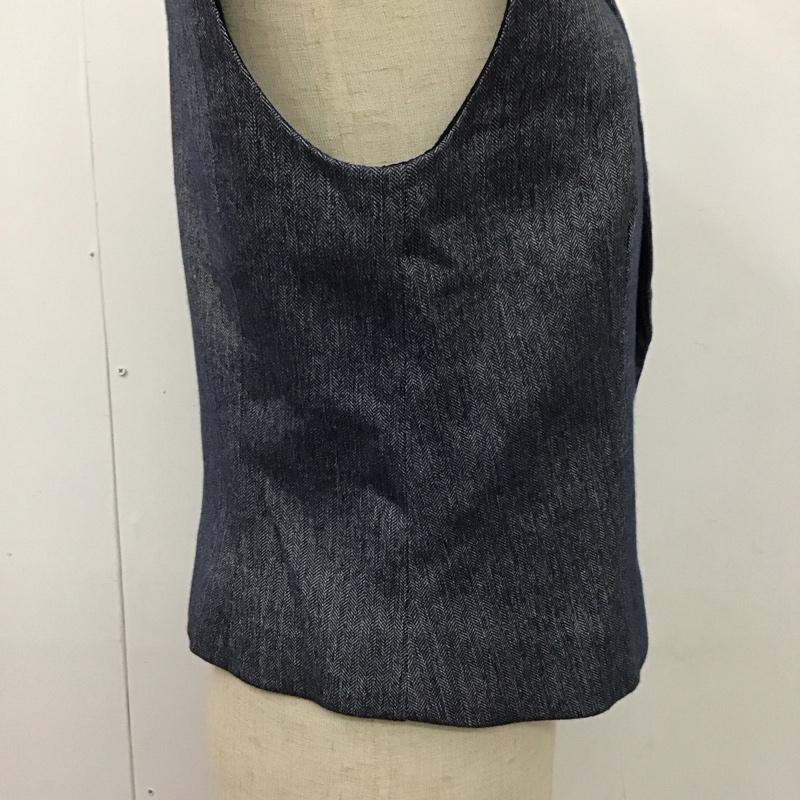 ザラ ZARA ベスト ベスト 2114 847 405 襟付き ヘリンボーン S 無地 紺 / ネイビー / レディース USED 古着 中古 10116705