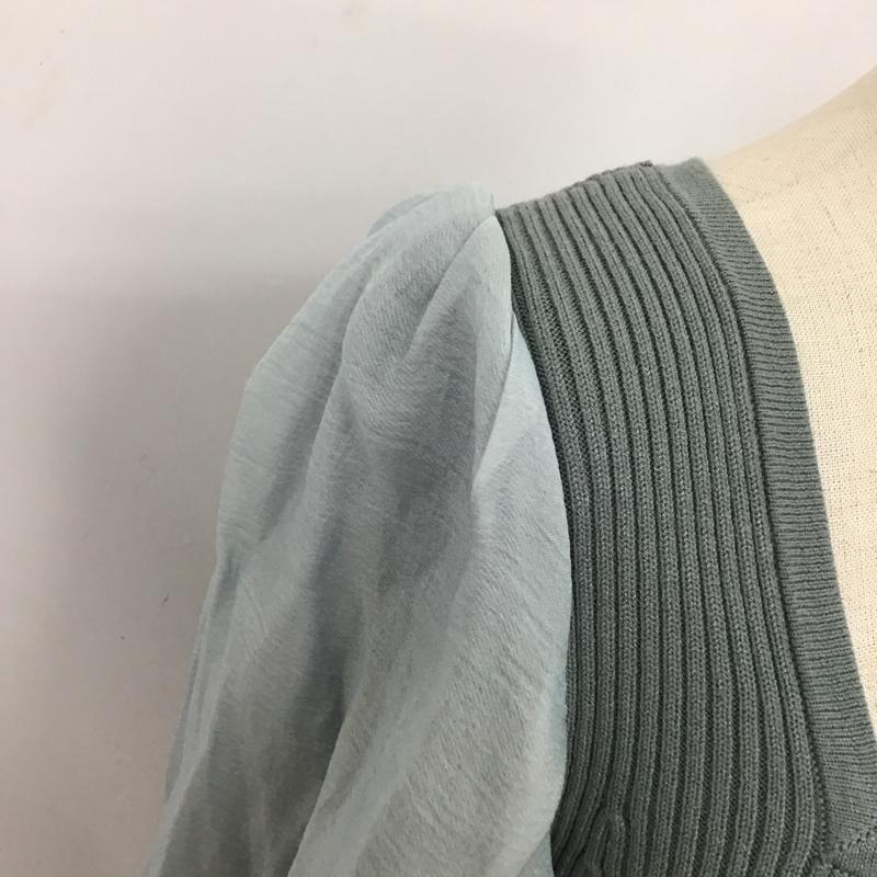 スライ SLY カットソー 長袖 030EAA70-8150 ドッキングニットトップス バルーンスリーブ シアー FREE 無地 水色 / ライトブルー / レディース USED 古着 中古 10125000
