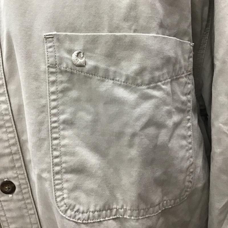 カーハート Carhartt シャツ、ブラウス 長袖 長袖シャツ カラーシャツ ポケットシャツ 長袖カットソー ボタンダウンシャツ XL ロゴ、文字 ベージュ / ベージュ /  メンズ USED 古着 中古 10111807