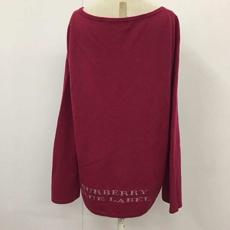 バーバリーブルーレーベル BURBERRY BLUE LABEL ニット、セーター 長袖 E1N09-445-38 ロゴ 38 ワンポイント えんじ / ワインレッド /  レディース USED 古着 中古 10116721