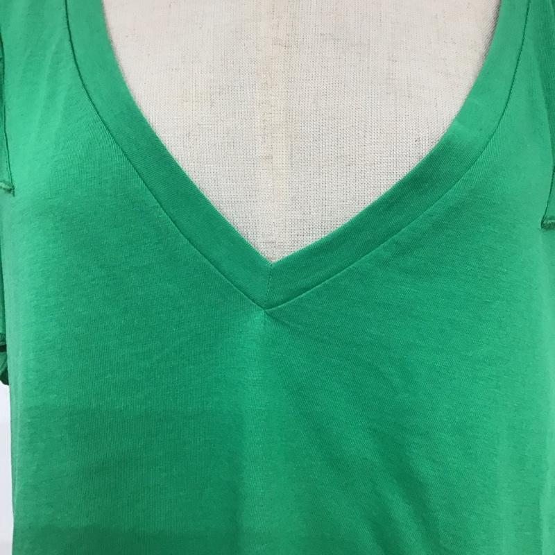 ザラ ZARA カットソー 半袖 5644 002 500 フリル袖 Vネック L 無地 緑 / グリーン / レディース USED 古着 中古 10119381