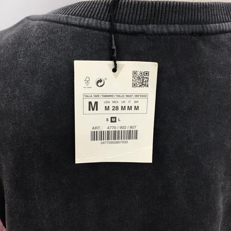 ザラ ZARA ワンピース ひざ丈スカート 4770 902 807 袖シアー シースルー パフスリーブ タグ付き カットソー M 花柄 マルチカラー / マルチカラー / レディース USED 古着 中古 10124992