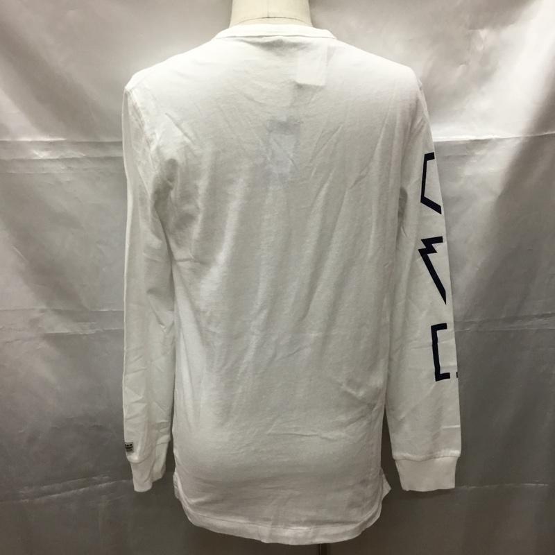 ジースターロゥ G-STAR RAW カットソー 長袖 長袖カットソー クルーネックカットソー ロングスリーブカットソー プリントTシャツ S ロゴ、文字 白 / ホワイト /  メンズ USED 古着 中古 10108775