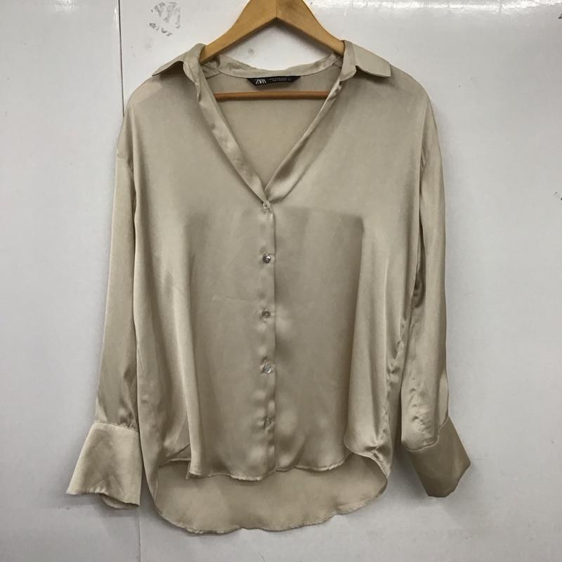 ザラ ZARA シャツ、ブラウス 長袖 M 無地 ベージュ / ベージュ / レディース USED 古着 中古 10124786