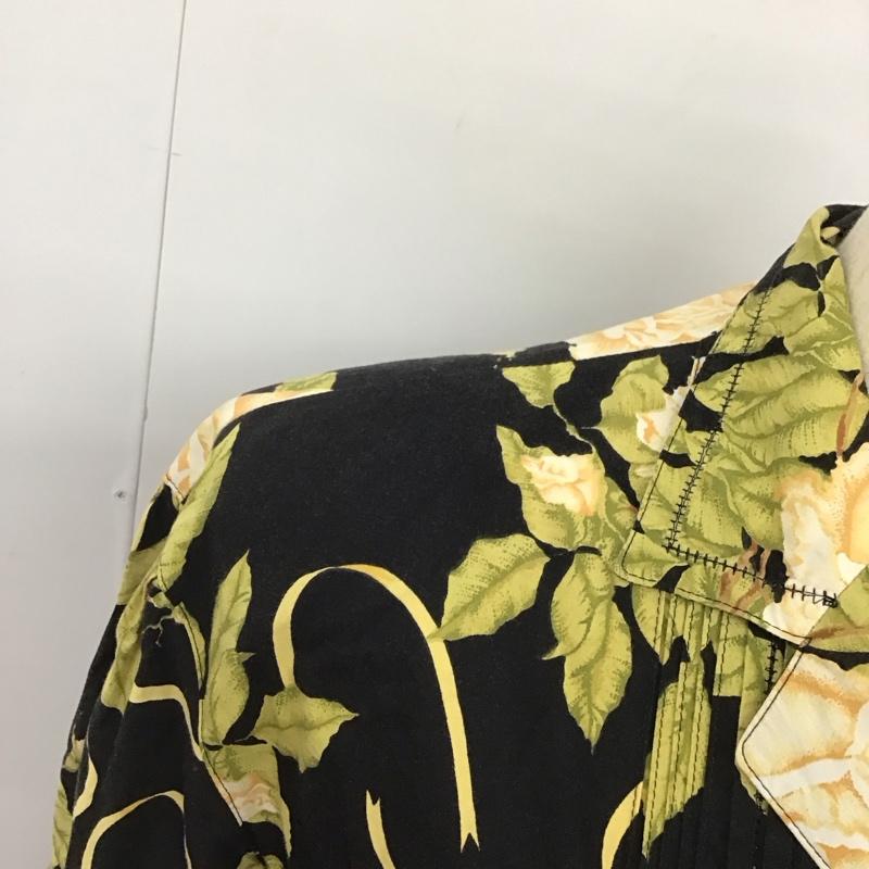 インゲボルグ INGEBORG ワンピース ロングスカート オープンカラー 七分袖 花柄 黒 / ブラック /  レディース USED 古着 中古 10133357