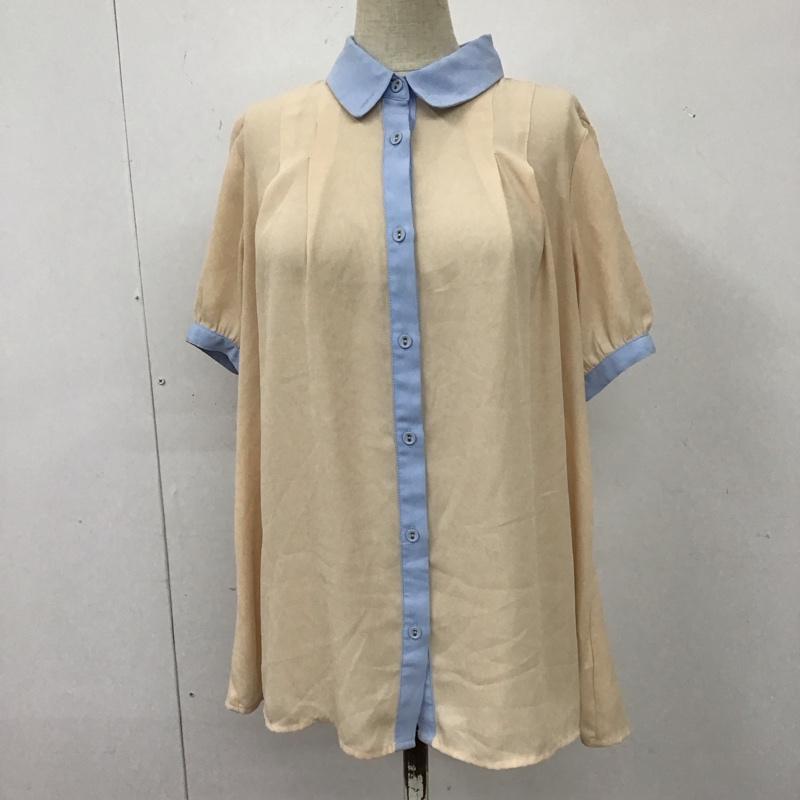 ページボーイ PAGEBOY シャツ、ブラウス 半袖 バイカラー FREE 無地 橙 / オレンジ / X 水色 / ライトブルー / レディース USED 古着 中古 10114062