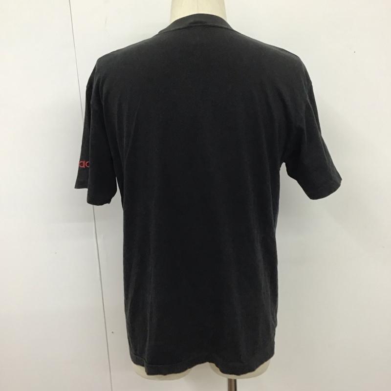 アディダス adidas Tシャツ 半袖 半袖カットソー プリントTシャツ クルーネックカットソー 80s~90s デサント社 プリント 黒 / ブラック /  メンズ USED 古着 中古 10111487