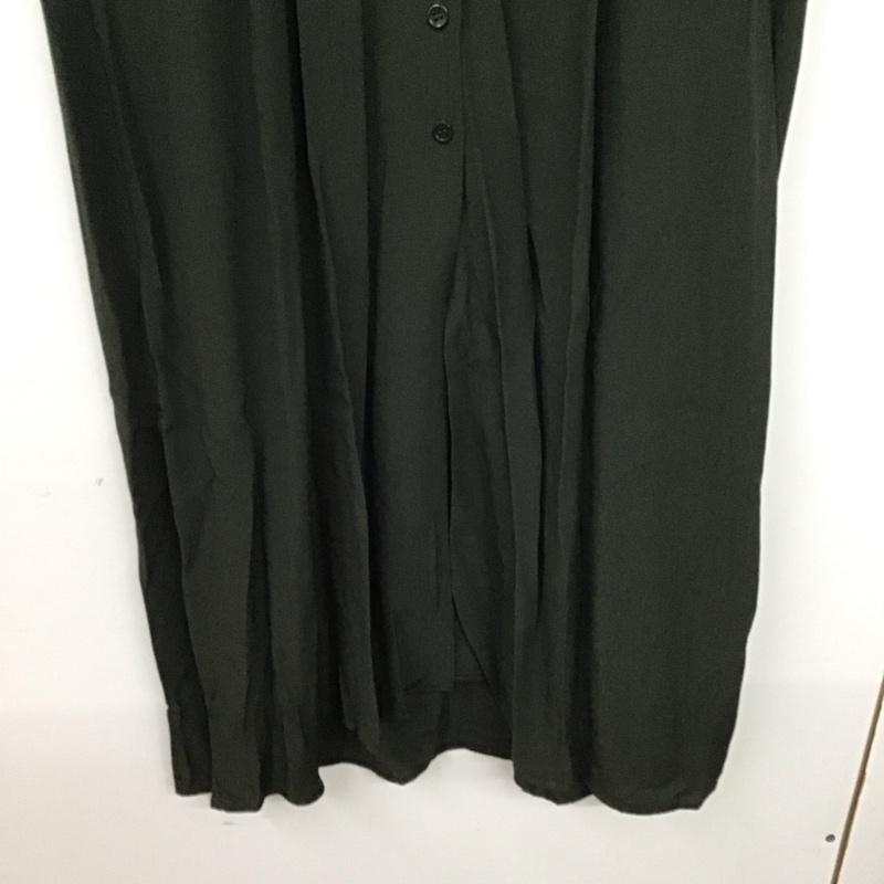 ザラ ZARA ワンピース ロングスカート 半袖ロングワンピース フレアスカート 前ボタン 前開き L 無地 緑 / グリーン / レディース USED 古着 中古 10138308