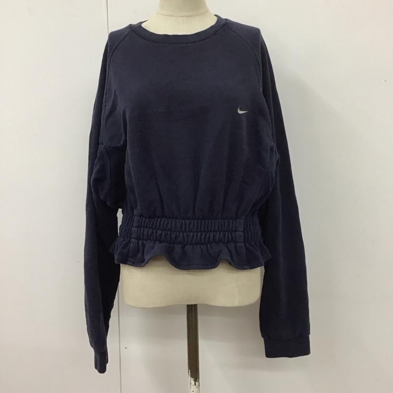ナイキ NIKE トレーナー 長袖 リメイク スウェット XL ロゴ、文字 紺 / ネイビー / レディース USED 古着 中古 10113663