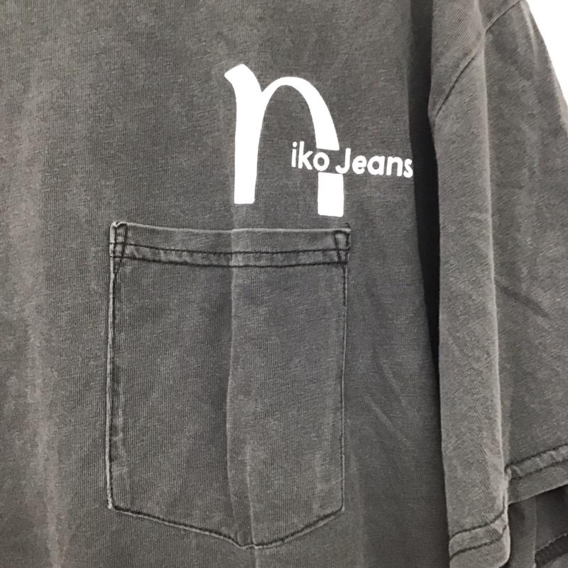 ニコアンド niko and... Tシャツ 半袖 L ロゴ、文字 X プリント チャコールグレー / チャコールグレー / レディース USED 古着 中古 10137175