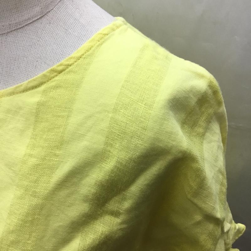 ザラ ZARA カットソー 半袖 7521 097 300 袖フリル M ストライプ 黄 / イエロー /  レディース USED 古着 中古 10107462
