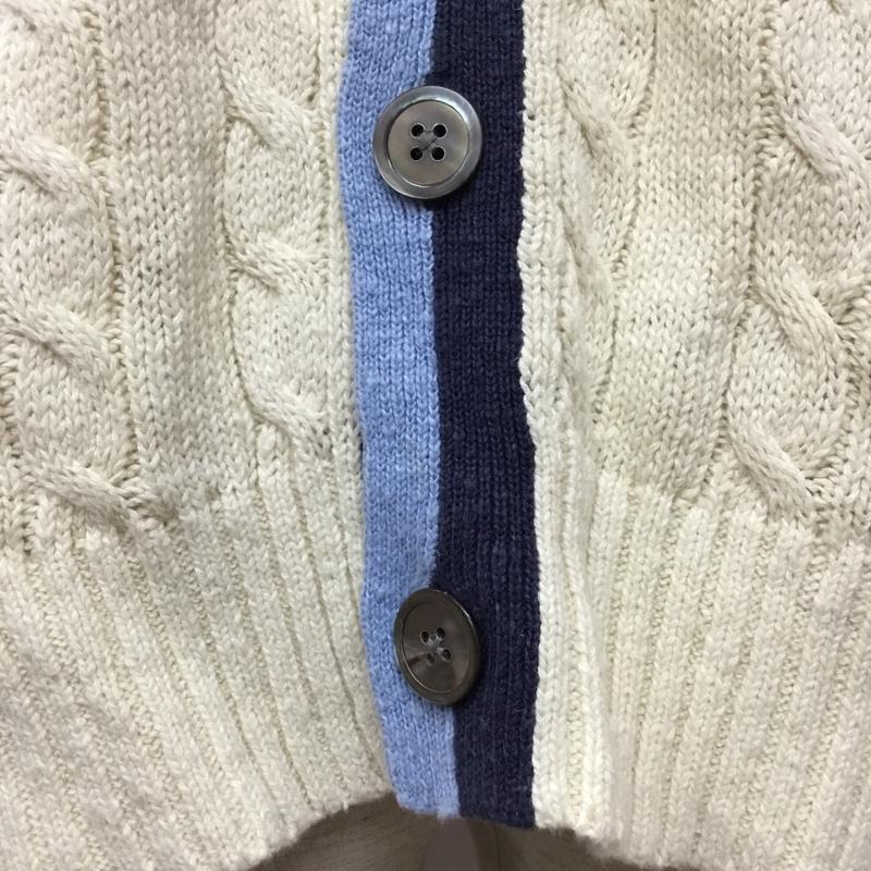 ブルックスブラザーズ BROOKS BROTHERS カーディガン 長袖 Vネック コットン リネン 綿麻 M 白 / ホワイト / X 紺 / ネイビー / X 水色 / ライトブルー / メンズ USED 古着 中古 10112876