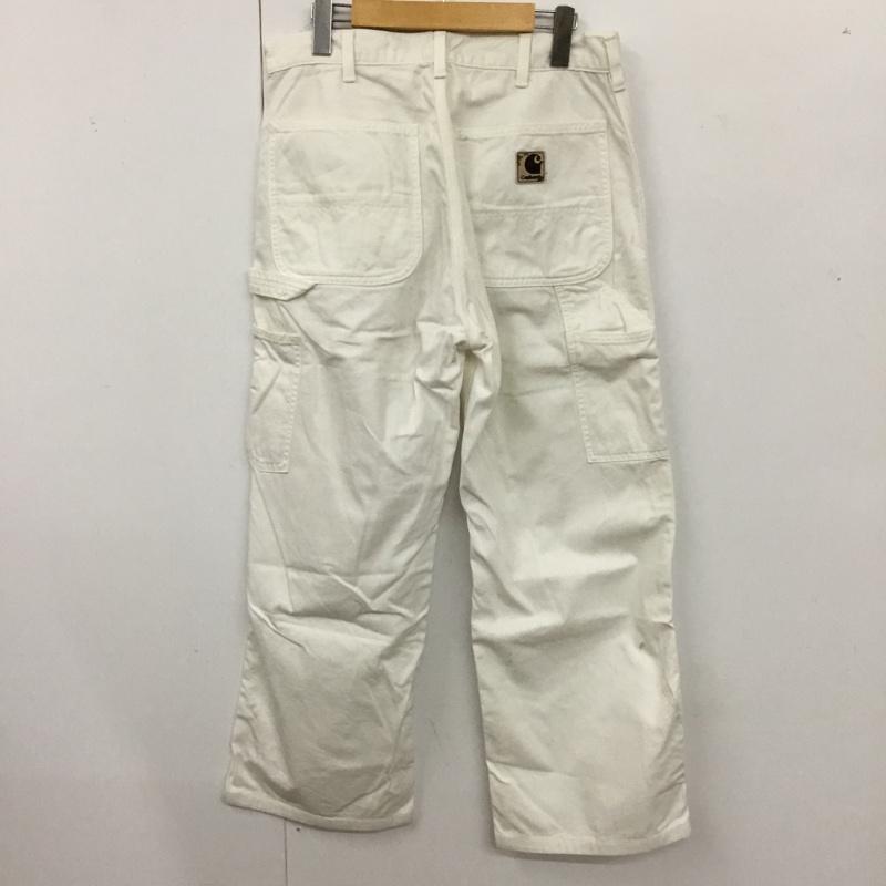 カーハート Carhartt パンツ ワークパンツ、ペインターパンツ ワークパンツ ワイドパンツ カジュアルパンツ 32インチ ロゴ、文字 白 / ホワイト / メンズ USED 古着 中古 10120834