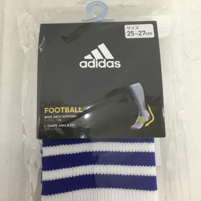 アディダス adidas ファッション小物 ファッション小物 BS2732 サッカー フットサル ストッキング 3ストライプ ゲームソックス ロゴ、文字 白 / ホワイト / X 青 / ブルー / メンズ USED 古着 中古 10132183