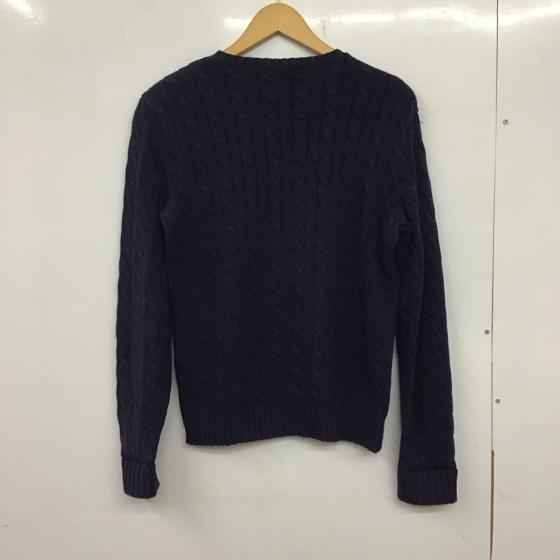 ラルフローレン RALPHLAUREN ニット、セーター 長袖 ケーブル編み コットン クルーネック L ワンポイント 紺 / ネイビー / レディース USED 古着 中古 10138500