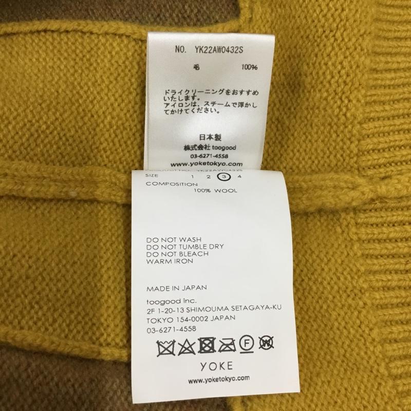 ヨーク YOKE ニット、セーター 長袖 YK22AW0432S CONNECTINGCREWNECKSWEATER 長袖ニット セーター 3 無地 ベージュ / ベージュ / X 黄 / イエロー / メンズ USED 古着 中古 10106599