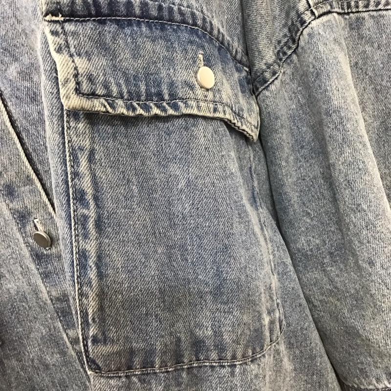 ジーナシス JEANASIS シャツ、ブラウス 半袖 JS064293AA デニムシャツ オーバーサイズ FREE 無地 青 / ブルー / レディース USED 古着 中古 10109528