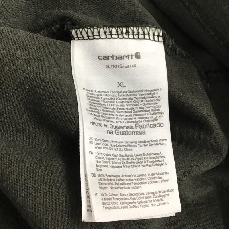 カーハート Carhartt Tシャツ 半袖 半袖カットソー プリントTシャツ クルーネックカットソー XL 無地 カーキ / カーキ / メンズ USED 古着 中古 10137667