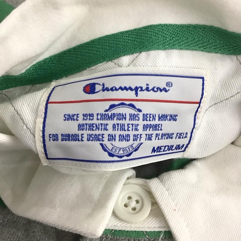 チャンピオン Champion ポロシャツ 半袖 半袖ポロシャツ カラーシャツカットソー 半袖カットソー M ボーダー柄 灰 / グレー / X 緑 / グリーン /  メンズ USED 古着 中古 10111173