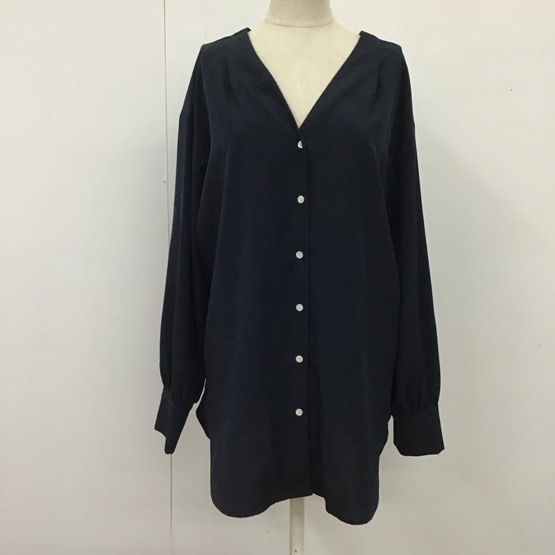 アダムエロペ ADAM ET ROPE シャツ、ブラウス 長袖 GAH-50010-A バックVネックブラウス FREE 無地 紺 / ネイビー / レディース USED 古着 中古 10116316