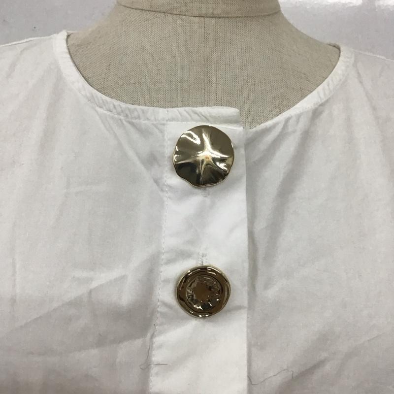 ザラ ZARA シャツ、ブラウス 七分袖 8351 237 250 ノーカラー M 無地 白 / ホワイト / レディース USED 古着 中古 10114236