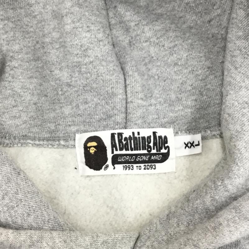 アベイシングエイプ A BATHING APE パーカー 長袖 A BATHING APE PULLOVER HOODIE XXL ロゴ、文字 X プリント 灰 / グレー /  メンズ USED 古着 中古 10124625