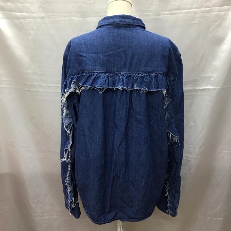 ザラ ZARA シャツ、ブラウス 長袖 長袖シャツ カラーシャツ 長袖カットソー デニムシャツ L 無地 青 / ブルー / レディース USED 古着 中古 10116351