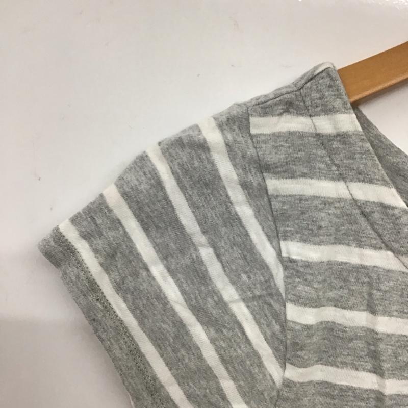 ザラ ZARA ワンピース ミニスカート コットン フレンチスリーブ M ボーダー柄 白 / ホワイト / X 灰 / グレー /  レディース USED 古着 中古 10133721