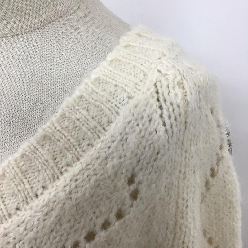 ザラ ZARA ニット、セーター 長袖 9598 246 712 Vネック ビジュー S アイボリー / アイボリー / レディース USED 古着 中古 10122666
