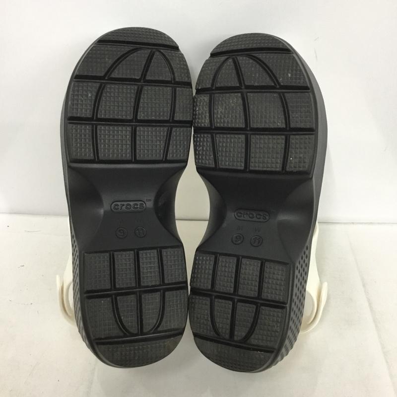 クロックス crocs サンダル サンダル ストンプ フィッシャーマンサンダル 厚底 M9 ロゴ、文字 白 / ホワイト / X 黒 / ブラック / メンズ USED 古着 中古 10137384