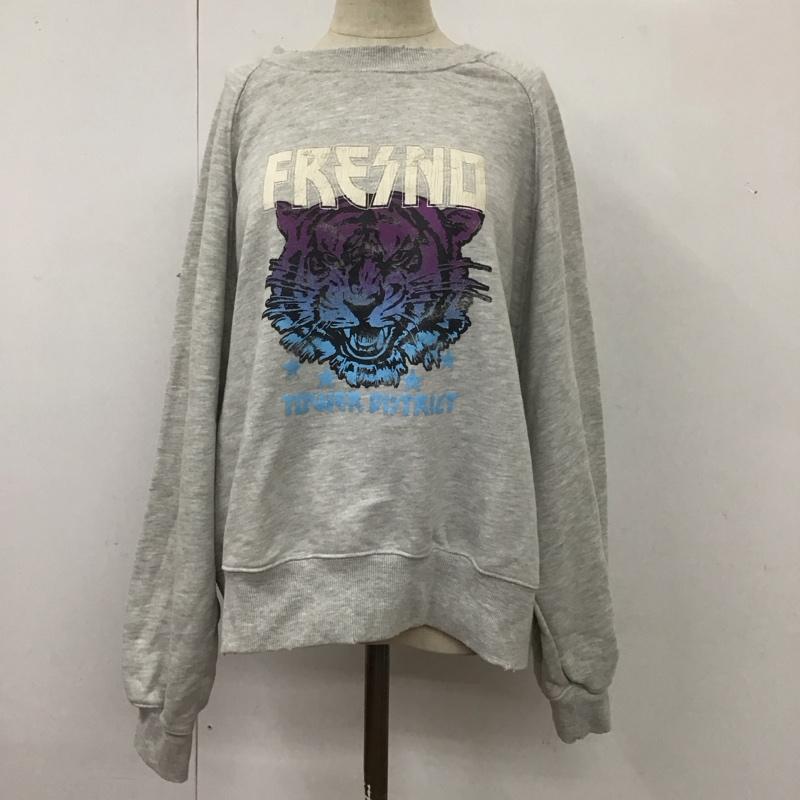 フリークスストア FREAK S STORE トレーナー 長袖 233-32154 スウェット トラ ダメージ プリント FREE ロゴ、文字 灰 / グレー / レディース USED 古着 中古 10114234