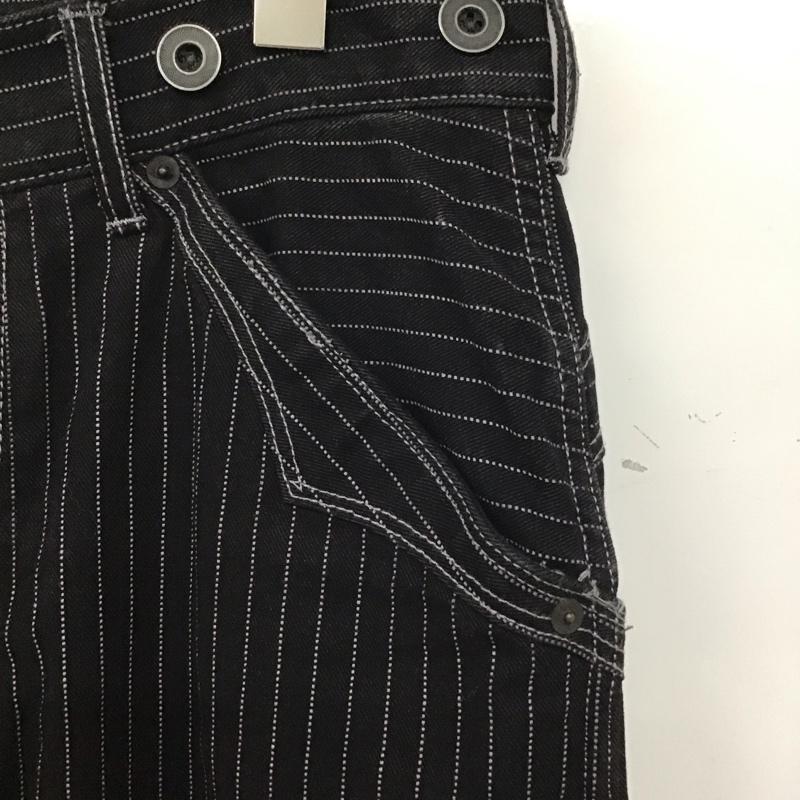 ショットブロス SCHOTT BROS. パンツ デニム、ジーンズ ショットオールドヒッコリーデニムパンツ デニムパンツ ワイドパンツ 裾ロット 32インチ ストライプ 黒 / ブラック / メンズ USED 古着 中古 10134374