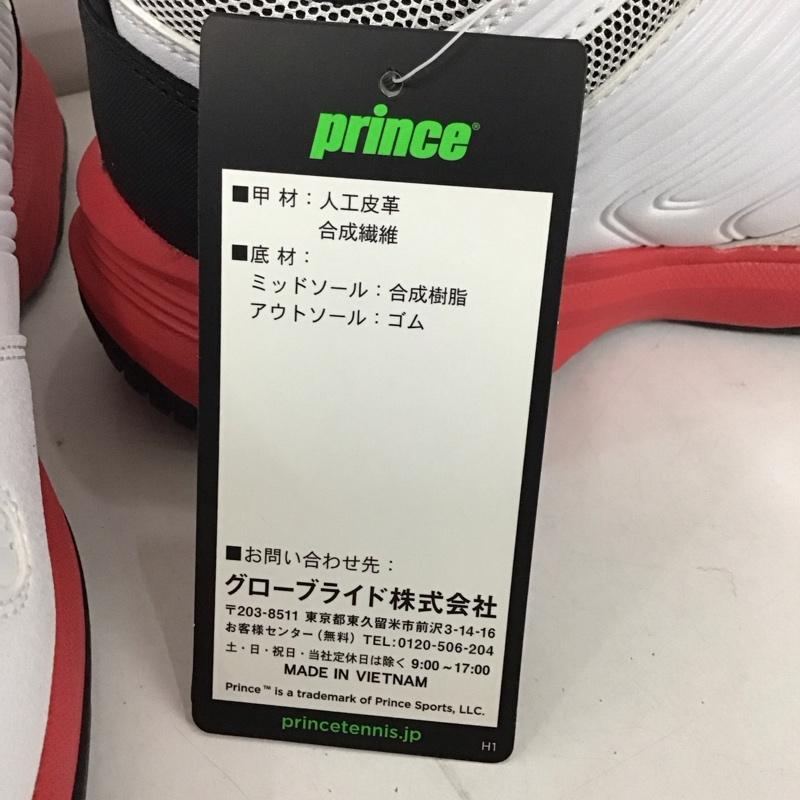 プリンス Prince シューズ シューズ DPS804 GRASS SAND & CLAY COURT オムニ・クレーコート用テニスシューズ 23.0cm 無地 白 / ホワイト / X 黒 / ブラック / X 赤 / レッド / レディース USED 古着 中古 10125230