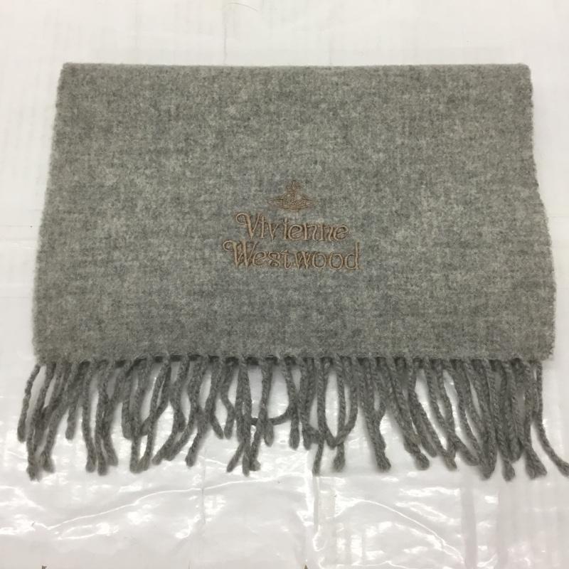 ヴィヴィアンウエストウッド Vivienne Westwood マフラー マフラー ウール フリンジ オーブ ロゴ、文字 灰 / グレー / レディース USED 古着 中古 10108906