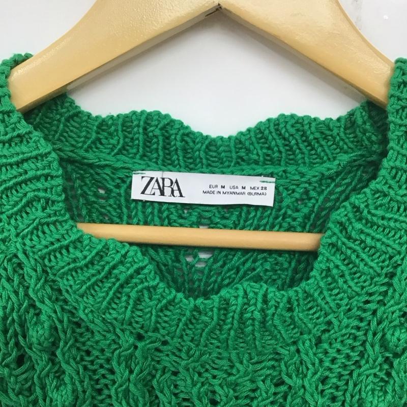 ザラ ZARA ニット、セーター 半袖 M 無地 緑 / グリーン / レディース USED 古着 中古 10139388