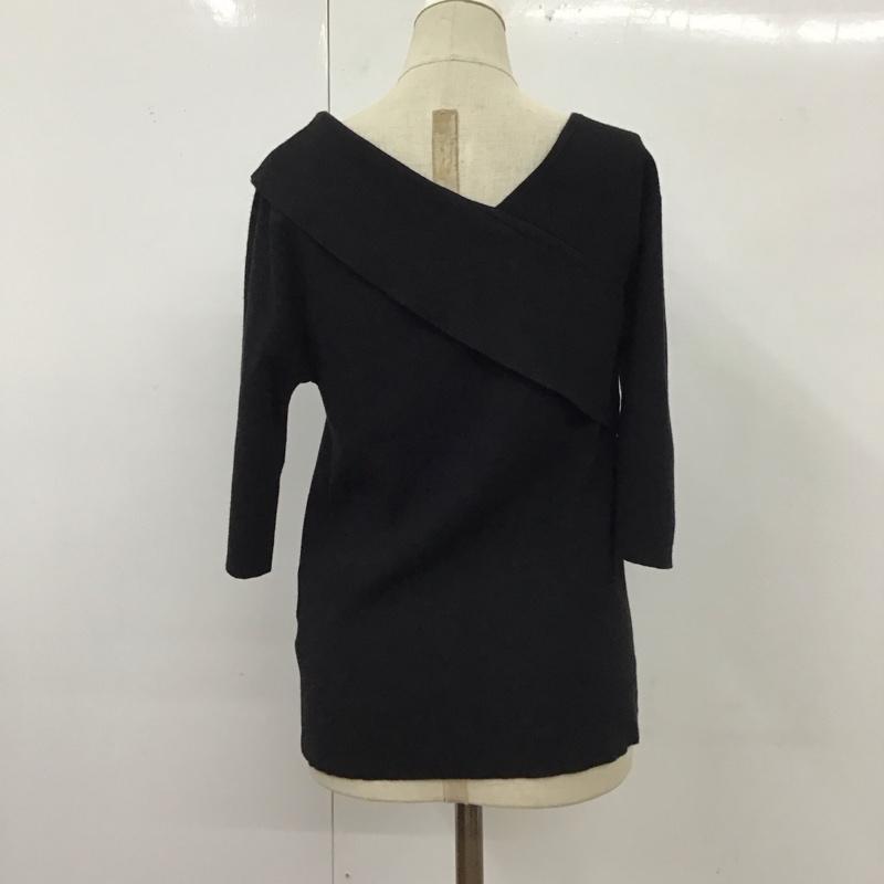 アズールバイマウジー AZUL BY MOUSSY カットソー 七分袖 250EAC70-380H ASYMMETRY CROSS KNIT TOPS M 無地 黒 / ブラック / レディース USED 古着 中古 10117700
