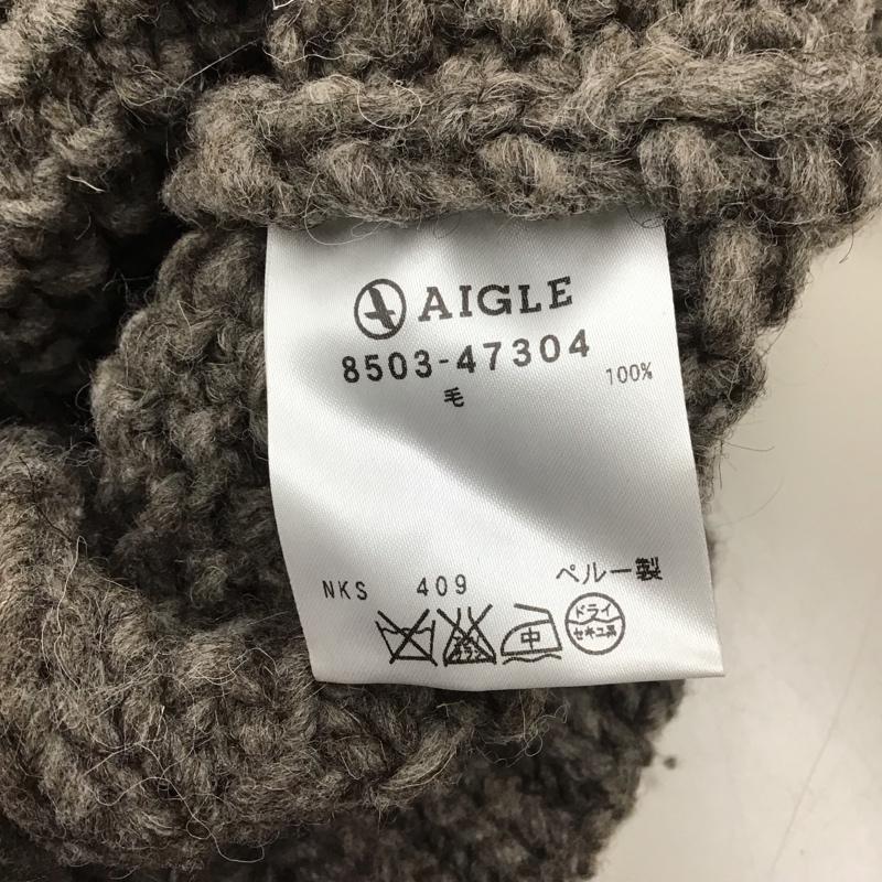 エーグル AIGLE カーディガン 長袖 長袖ニットカーディガン リブニットカーディガン 前ボタン M 無地 茶 / ブラウン / メンズ USED 古着 中古 10111693