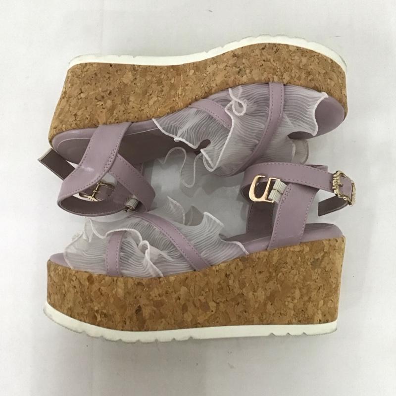 アクシーズファム axes femme サンダル サンダル ウエッジソール プリーツフリルサンダル ストラップ M 無地 紫 / パープル / レディース USED 古着 中古 10126153