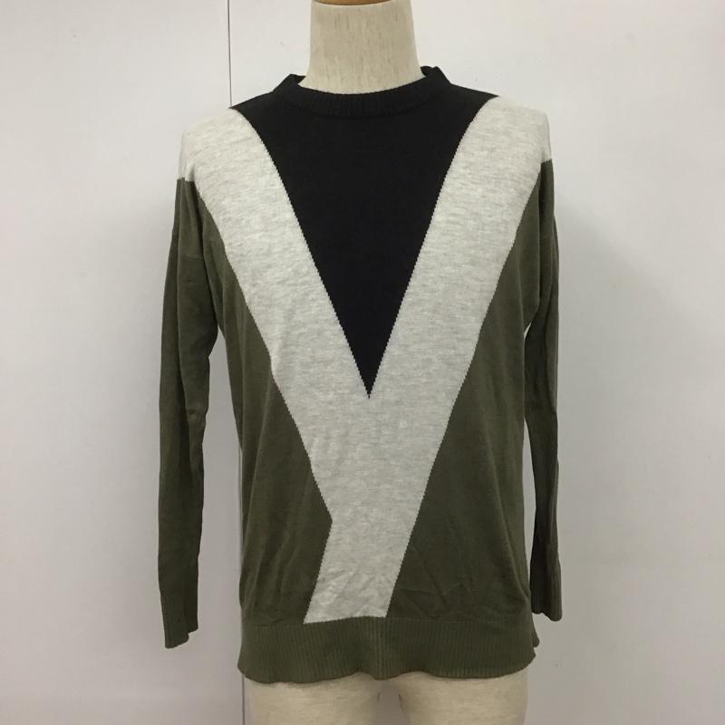 デンハム DENHAM ニット、セーター 長袖 長袖ニットカットソー クルーネックカットソー セーター リブニットカットソー 3 無地 黒 / ブラック / X 灰 / グレー / X カーキ / カーキ / メンズ USED 古着 中古 10107108