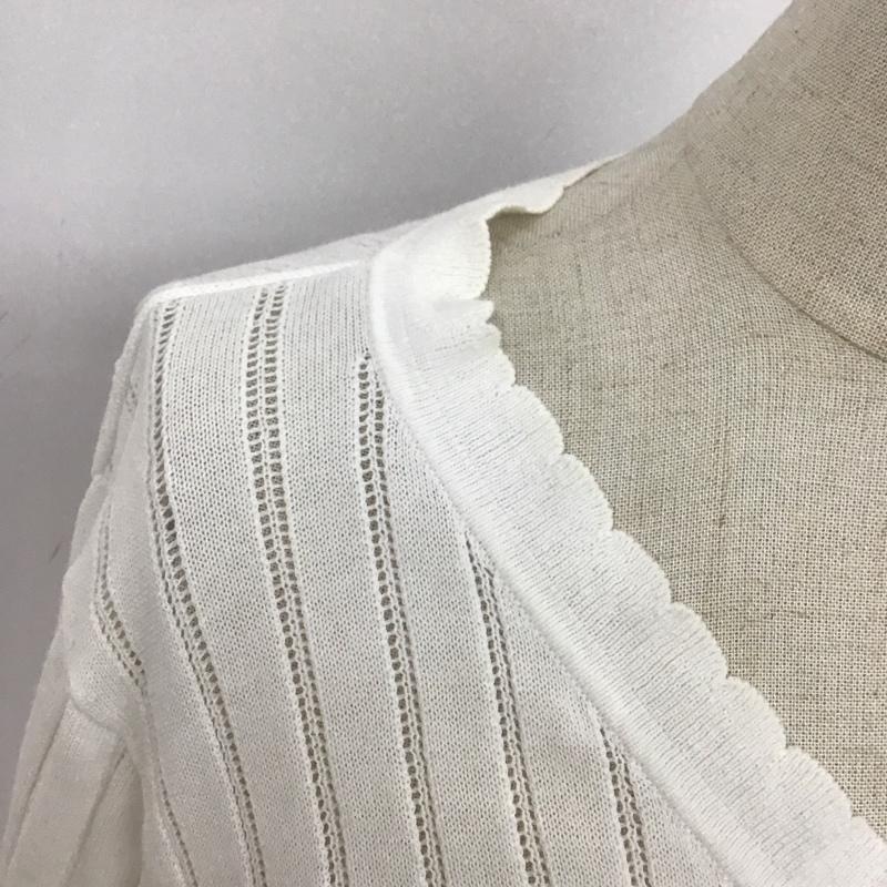 ブルーレーベル・クレストブリッジ BLUE LABEL CRESTBRIDGE カーディガン 長袖 長袖カーディガン 長袖カットソー ノーカラージャケット 前開カーディガン 38 無地 白 / ホワイト / レディース USED 古着 中古 10107358